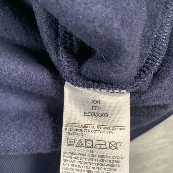 GAP Hoodie Mens 2XL Navy Blue Full Zip Fleece Lined Sweatshirt Drawstring Hood - Picture 8 of 11